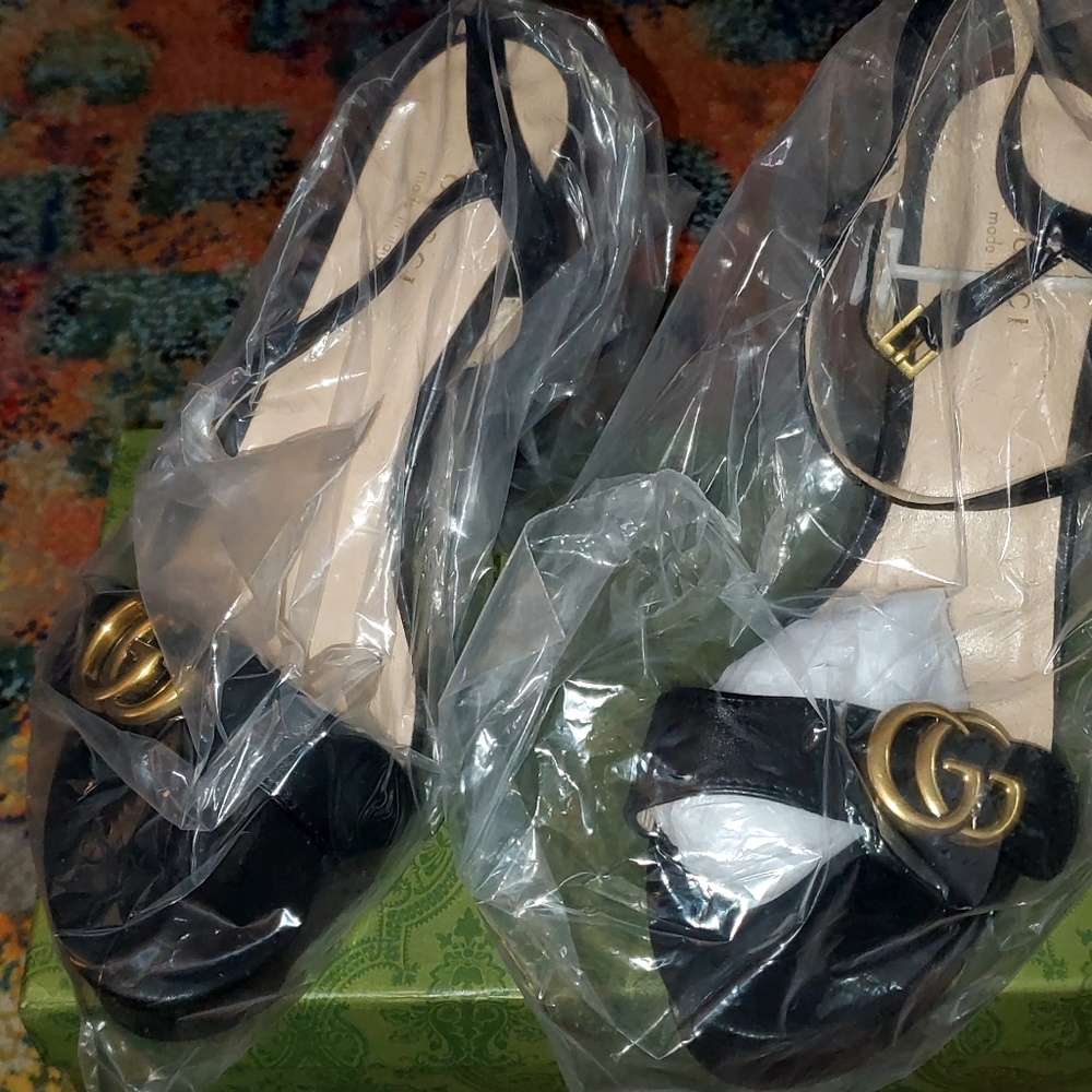 Gucci Black GG Marmont Ankle Wrap Platform Sandals - Picture 5 of 10